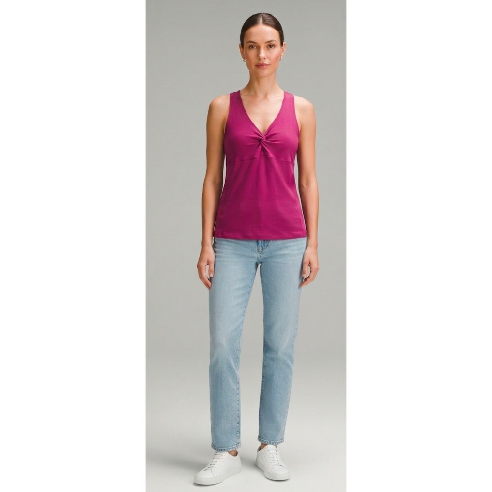 The North Face Womens Magenta Purple Twist Front Racerback Shelf Bra Tank Top L